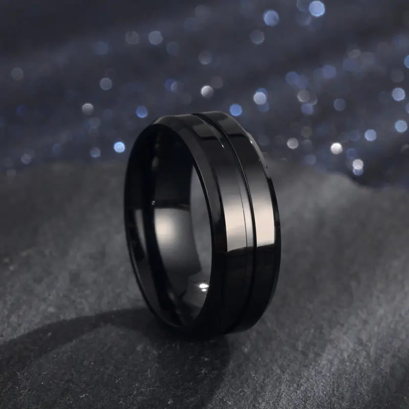 18K Gold-Plated 8mm Simple Groove Ring