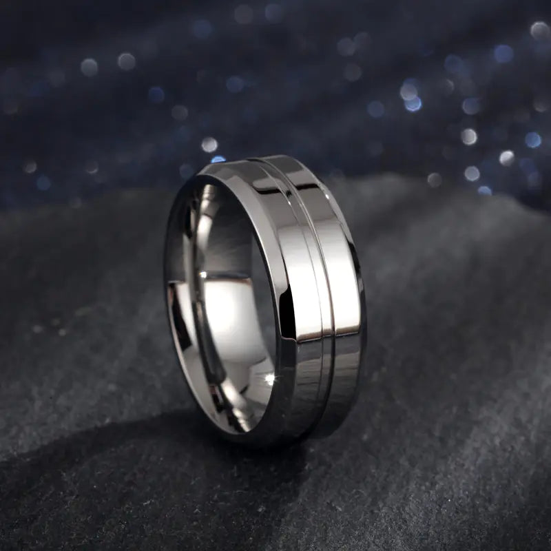 18K Gold-Plated 8mm Simple Groove Ring