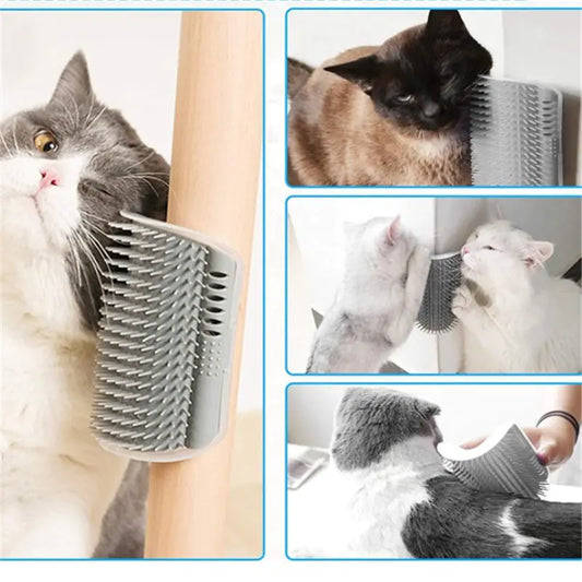 Cat Self Groomer Corner Wall Comb with Catnip