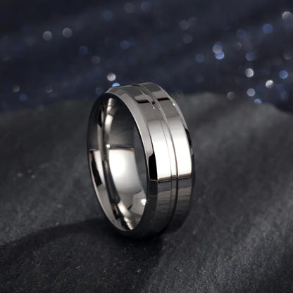 18K Gold-Plated 8mm Simple Groove Ring
