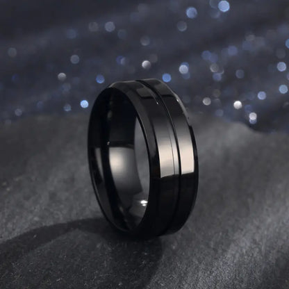 18K Gold-Plated 8mm Simple Groove Ring