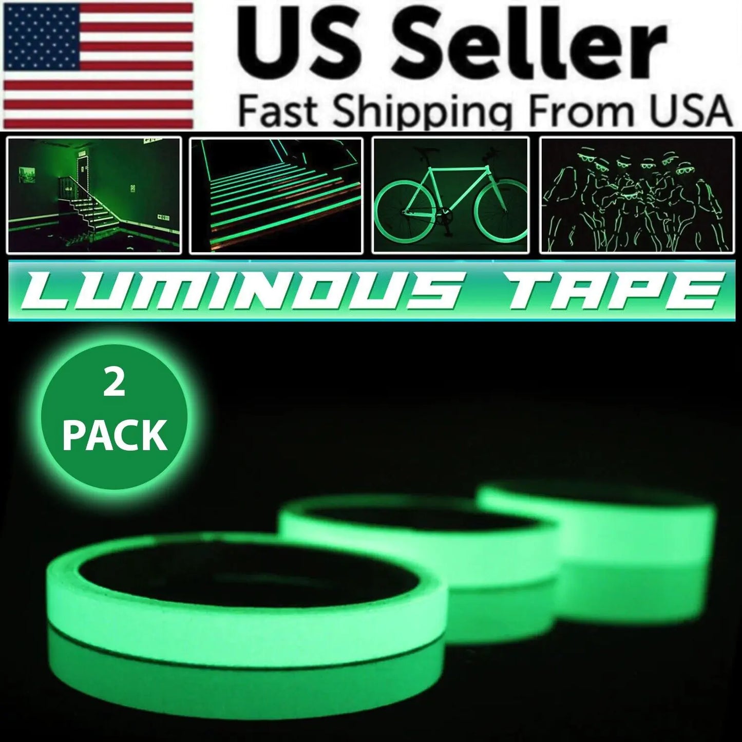 Self Adhesive Glow In The Dark Fluorescent Tape